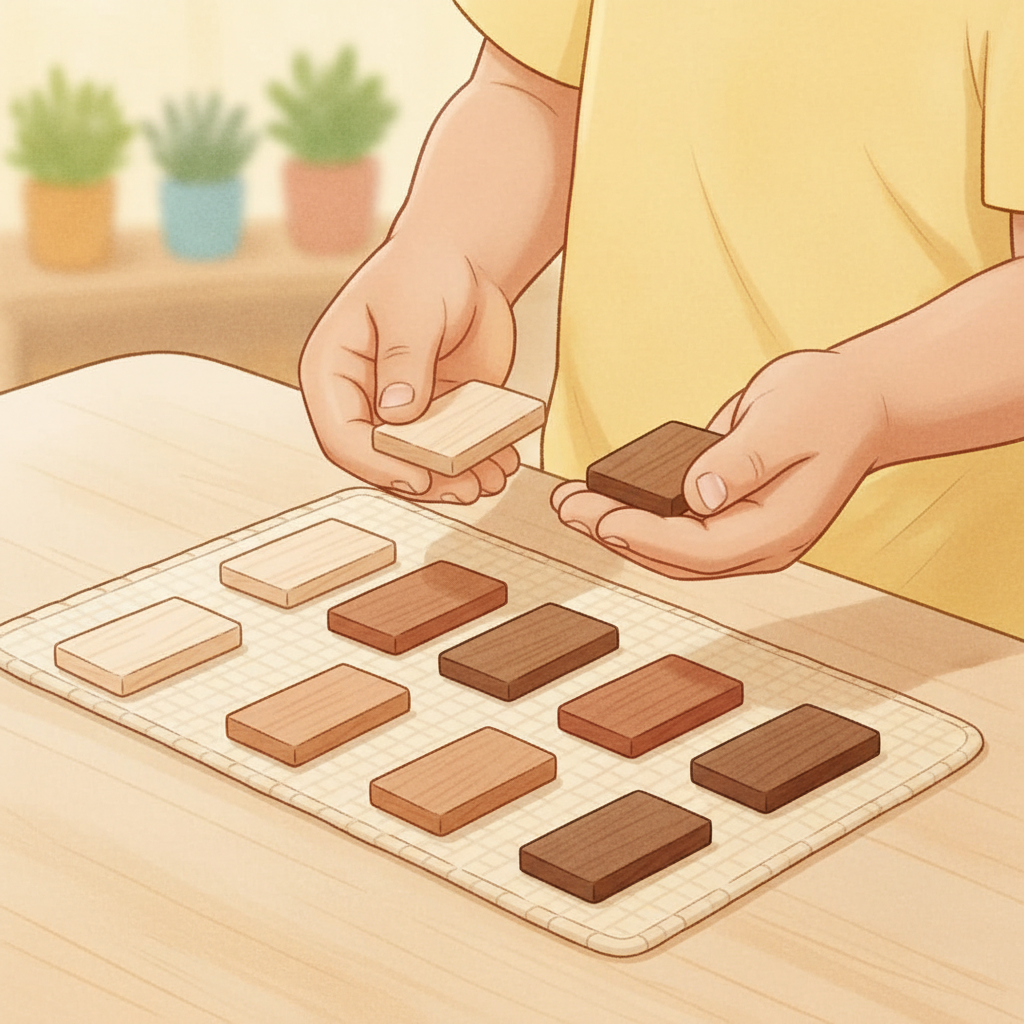 Montessori Baric Tablets — child weighing wooden tablets in hands